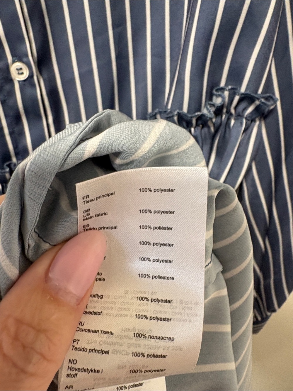 Maje Blue and White Striped Tiered Long-Sleeve Shirt Dress - Picture 7 of 11